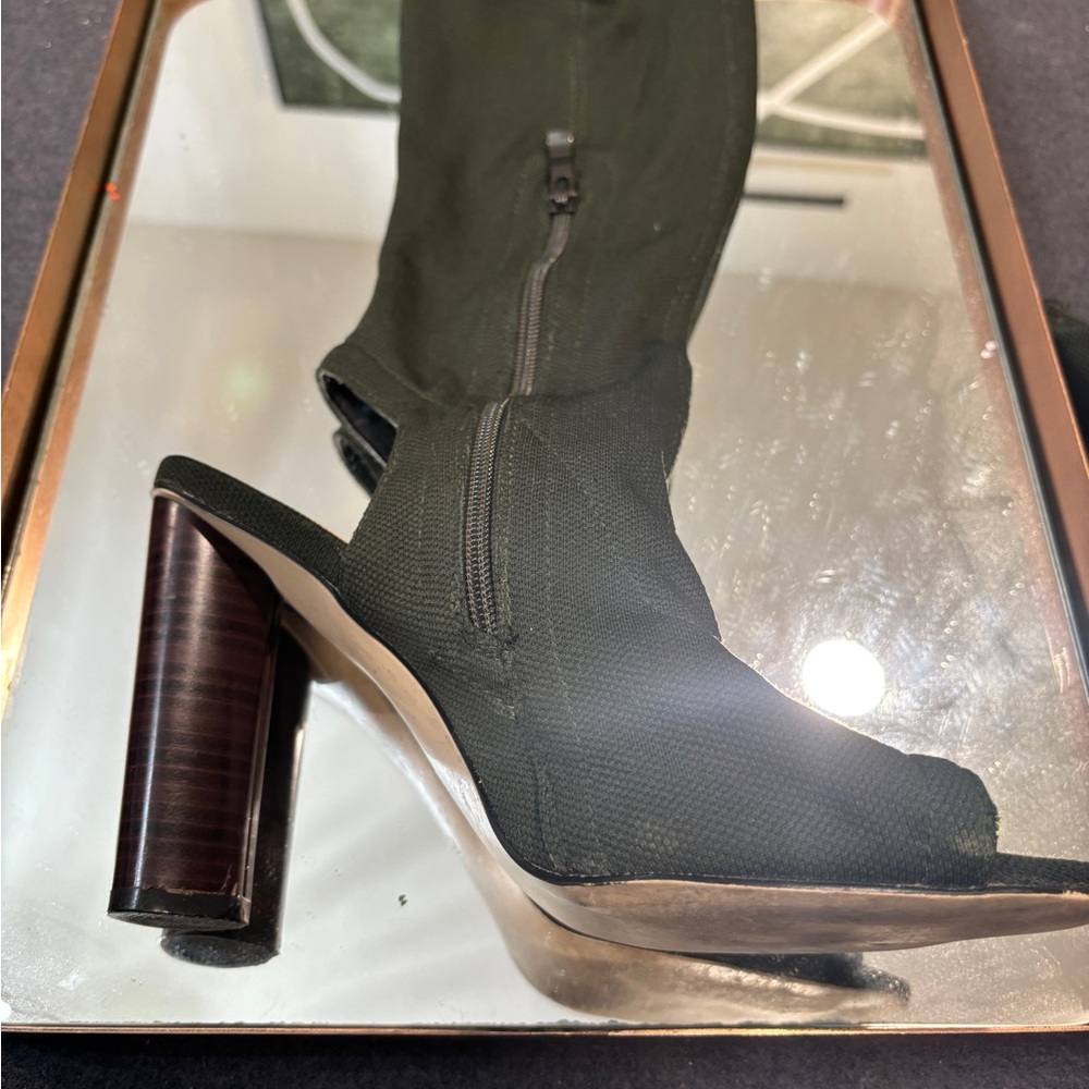 EGO Black Peep Toe Heeled Boots